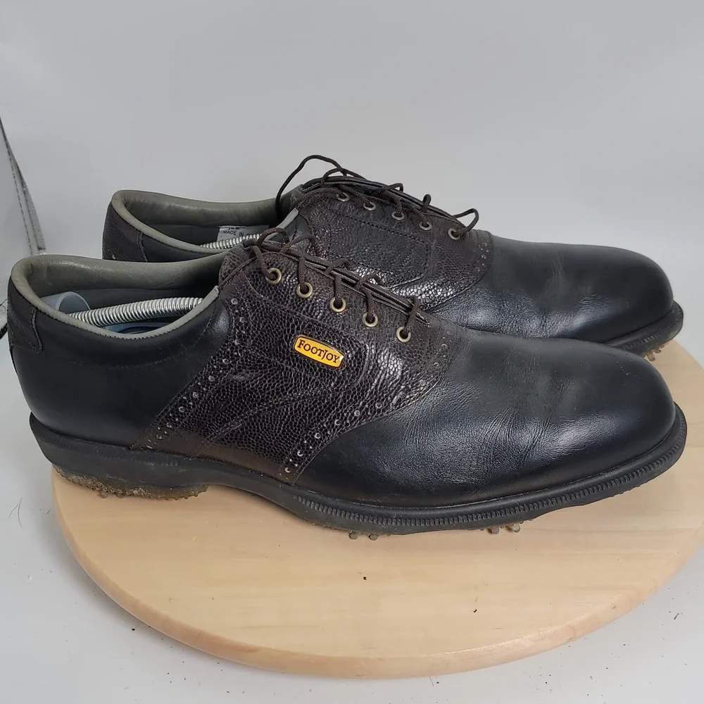 FOOTJOY Dryjoys Brown Optiflex Leather 53554 Golf Men Shoes Size 14M ECL System
